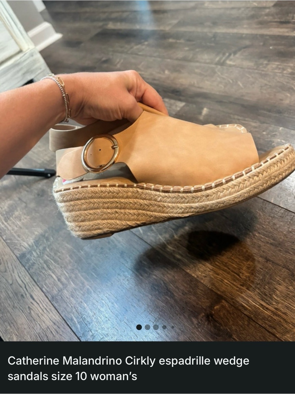 Catherine Malandrino Beige Tan Espadrille Wedge Sandals with Buckle